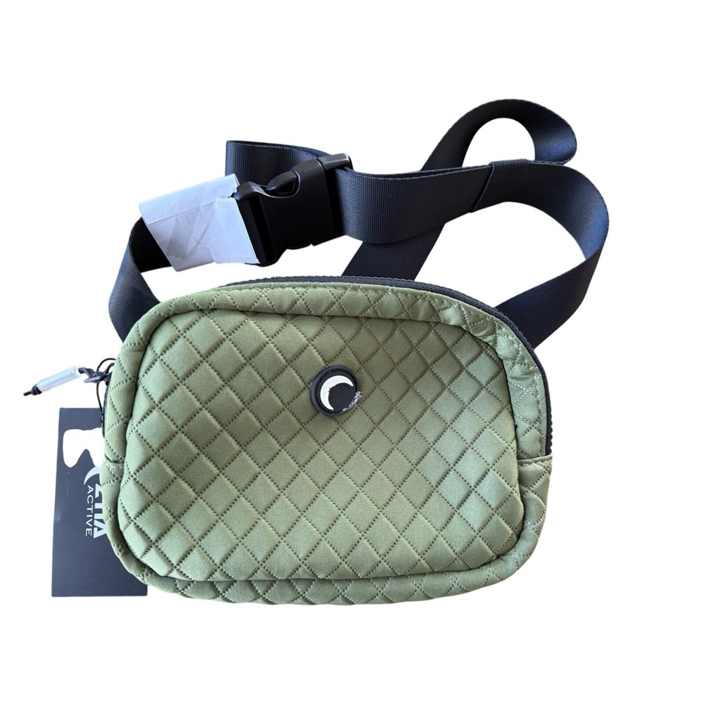 New ZYIA Active Olive Green Quilted CROSSBODY Bag Waist Pack Belt 5"x 7.5"x 2.5"